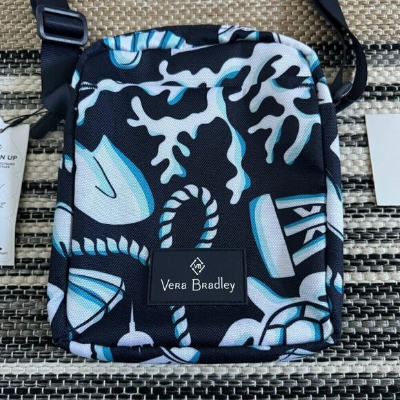 Vera Bradley Women Lighten Up RFID Mini Hipster Crossbody Bag Shore Enough Navy - Picture 3 of 11